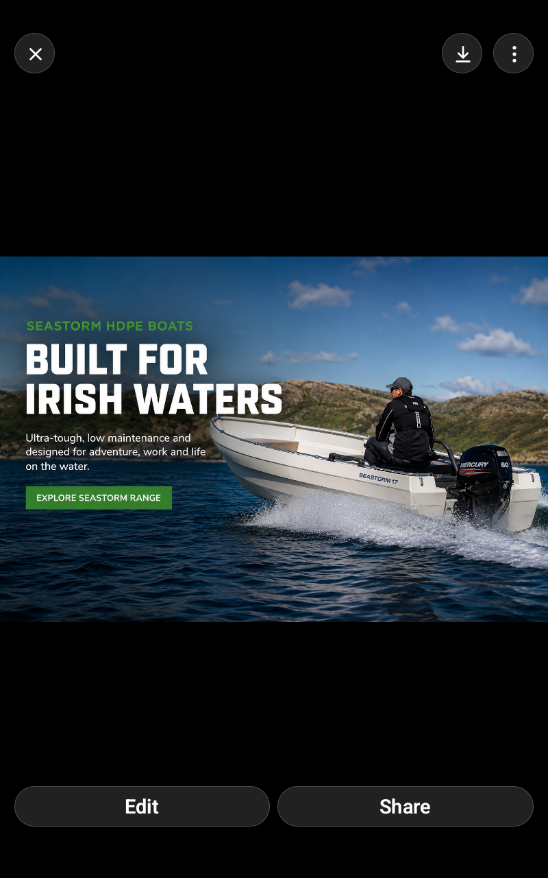 White Mercury Outboard Engines at sea - available from Motor Marine Services, County Donegal, Ireland